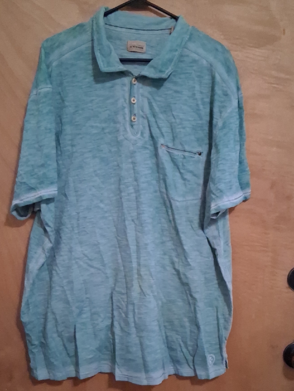 Tommy Bahama Aqua Blue Short-Sleeve Polo with Zip Chest Pocket